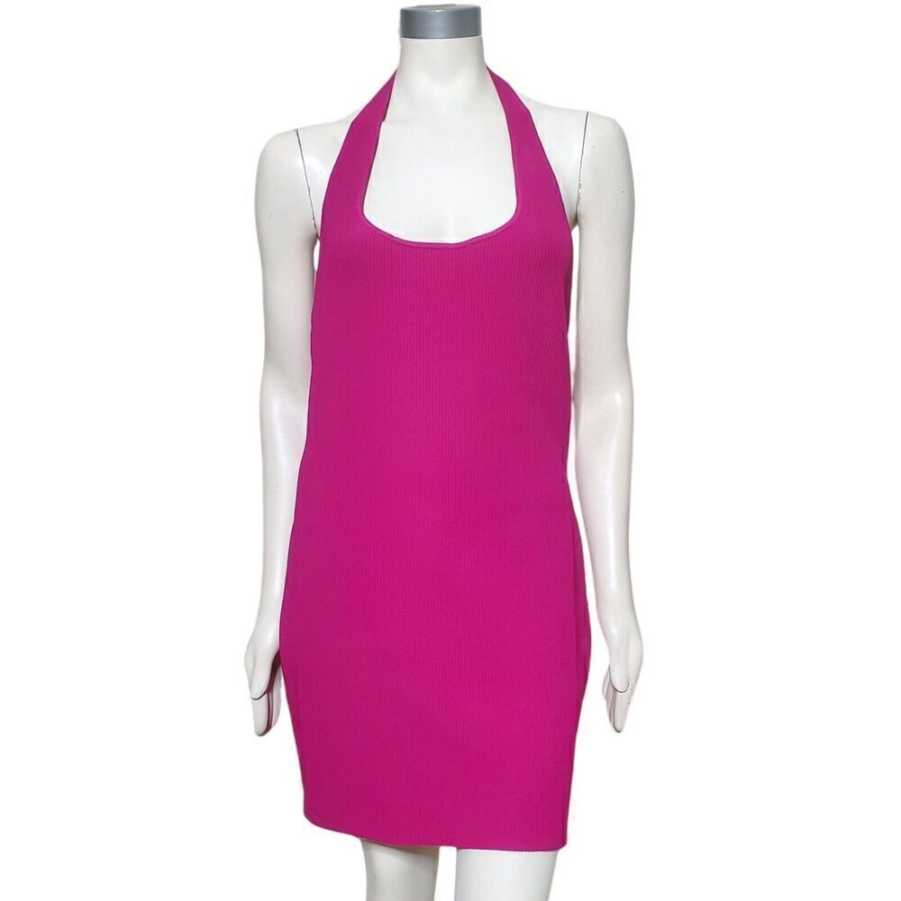 Babaton Sculpt Knit Halter Mini Dress Size 2XL Granita Pink Backless Ribbed